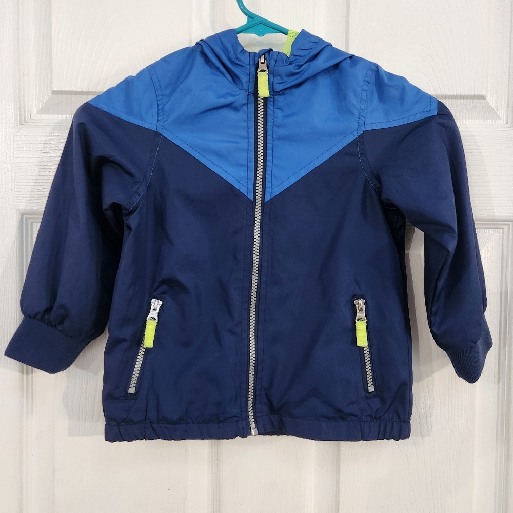 Carter's Navy and Blue Raincoat with Lime Accents